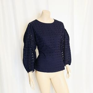 COPY - BANANA REPUBLIC navy blue eyelet blouse sz S
